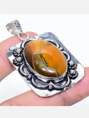 Tiger's Eye Gemstone 925 Sterling Silver Handmade Pendant Necklace